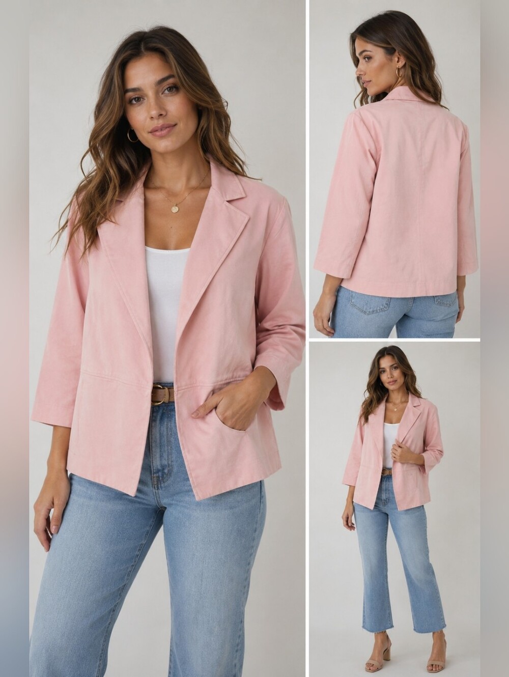Linda Allard Ellen Tracy Light Pink Open Front Blazer – Size 4